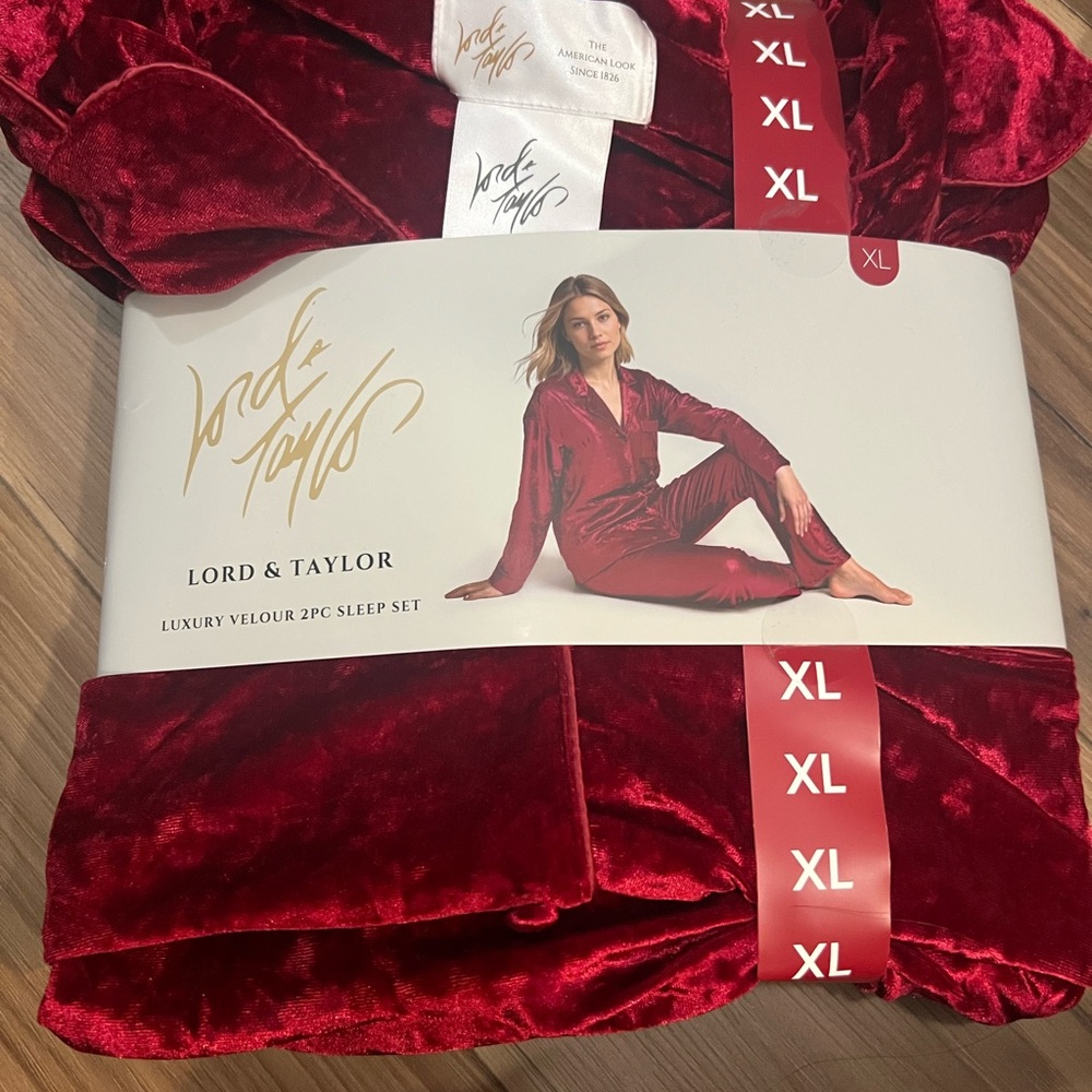 Lord & Taylor XL Red Velour Pajama Set